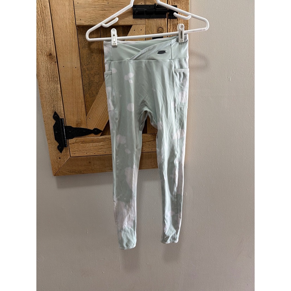 Gymshark Tie Dye Leggings Sage Green Pockets Strappy Ankle Womens